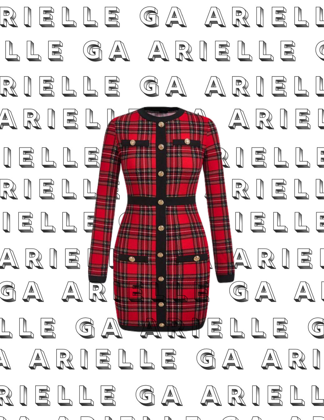 Long Sleeve Red and Black Plaid Dress- Dress style 'Grateful'