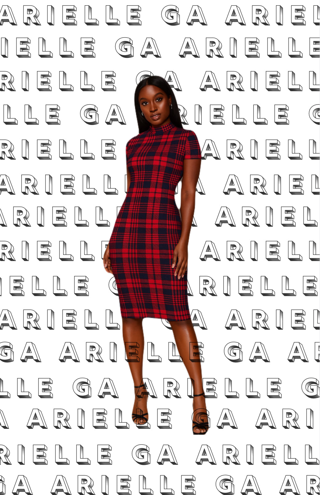Style: Church girl-Red and Blue Short Sleeve Plaid Form Fitted Dress
